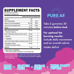 Pure AF Nutra Gluten-Free Non-GMO Gummies box communicates dietary-friendly formula