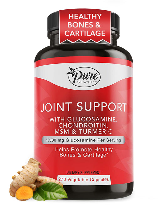 Pure By Nature joint support bottle with label, suggesting mobility support