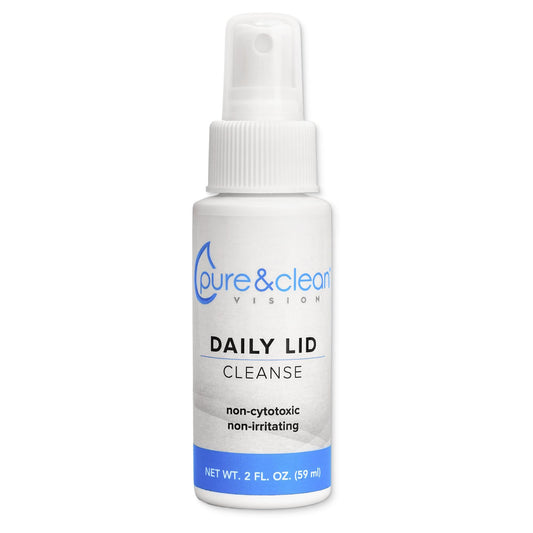 Pure & Clean Daily Lid Cleanse Spray bottle shown for gentle eyelid cleansing.
