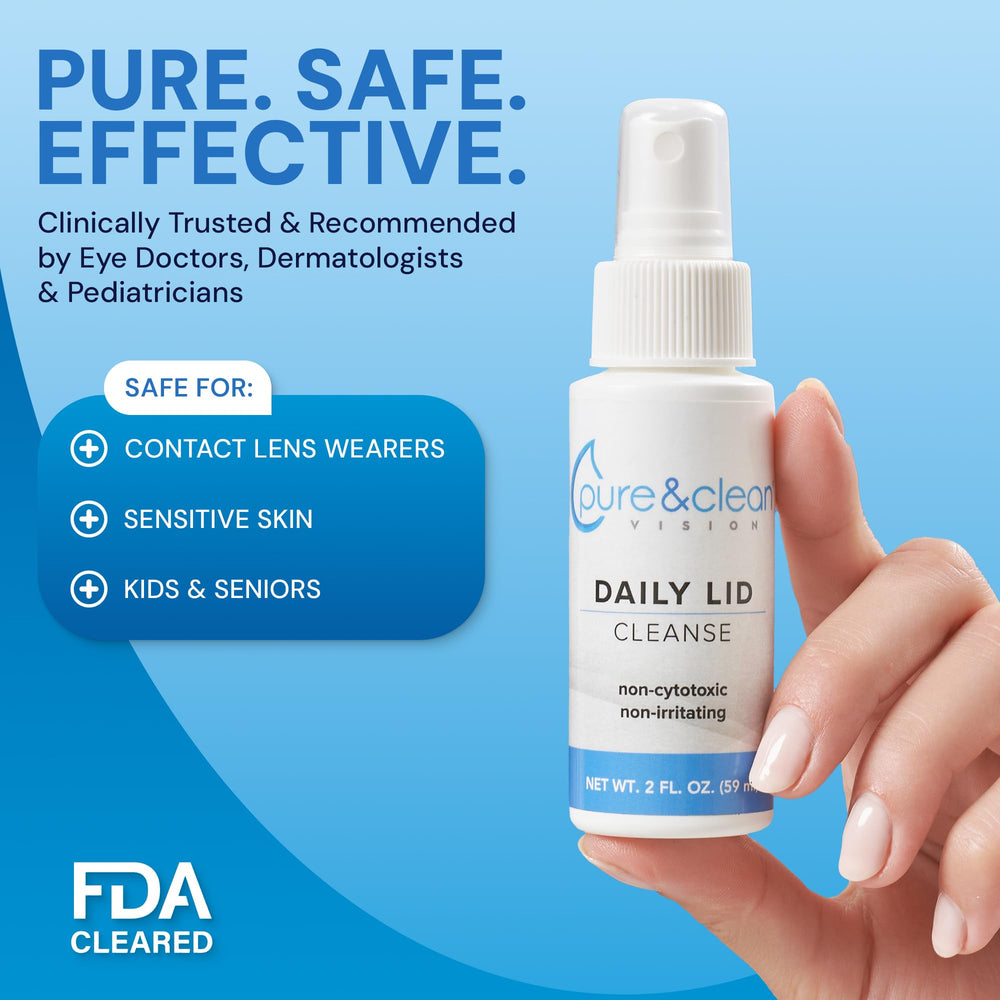 Packaging display of the lid cleanser in a clinical setting.