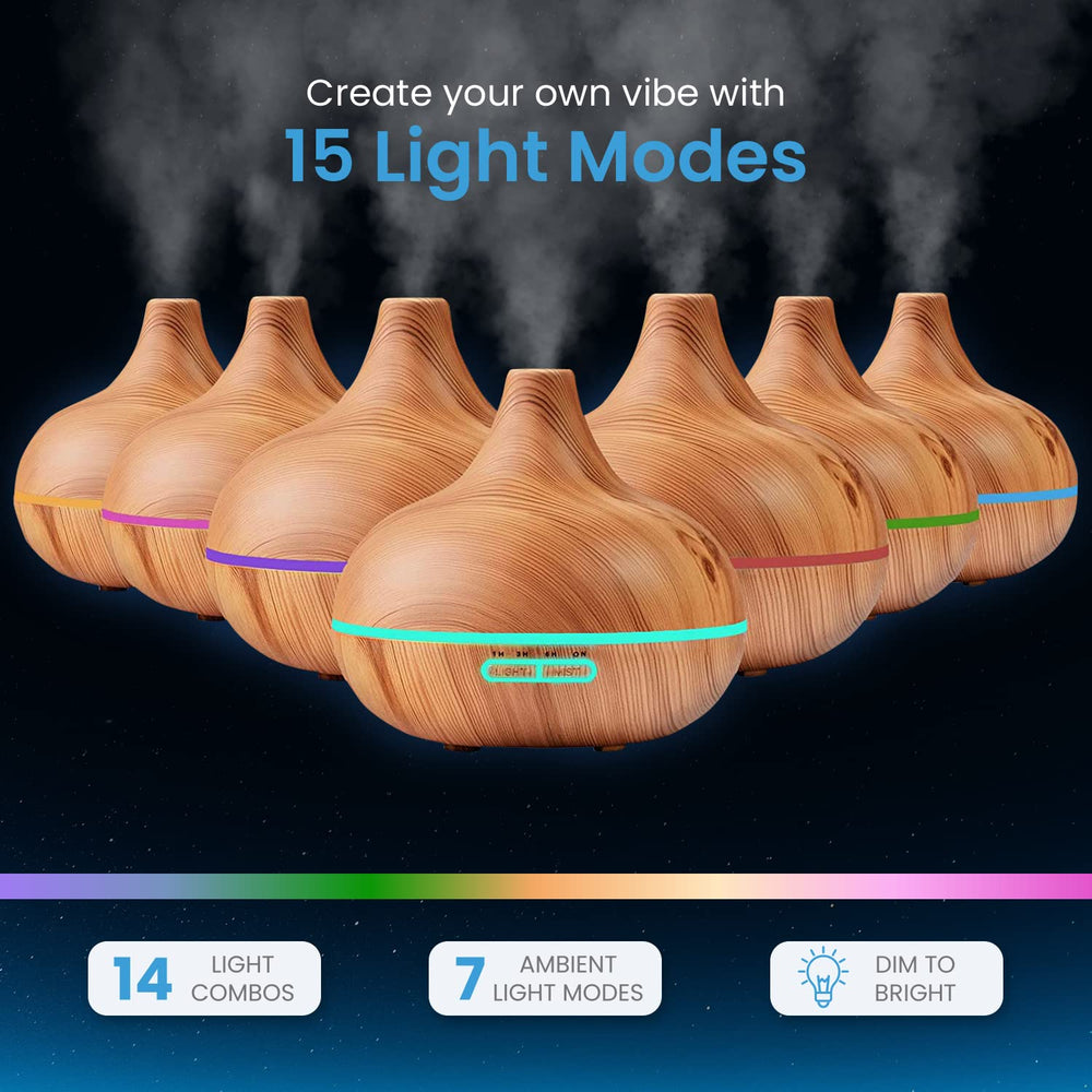 Pure Daily Care diffuser LED ring with color options for mood lighting.