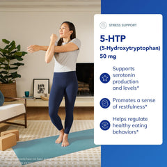Pure Encapsulations 5-HTP capsules stacked for easy daily routine.