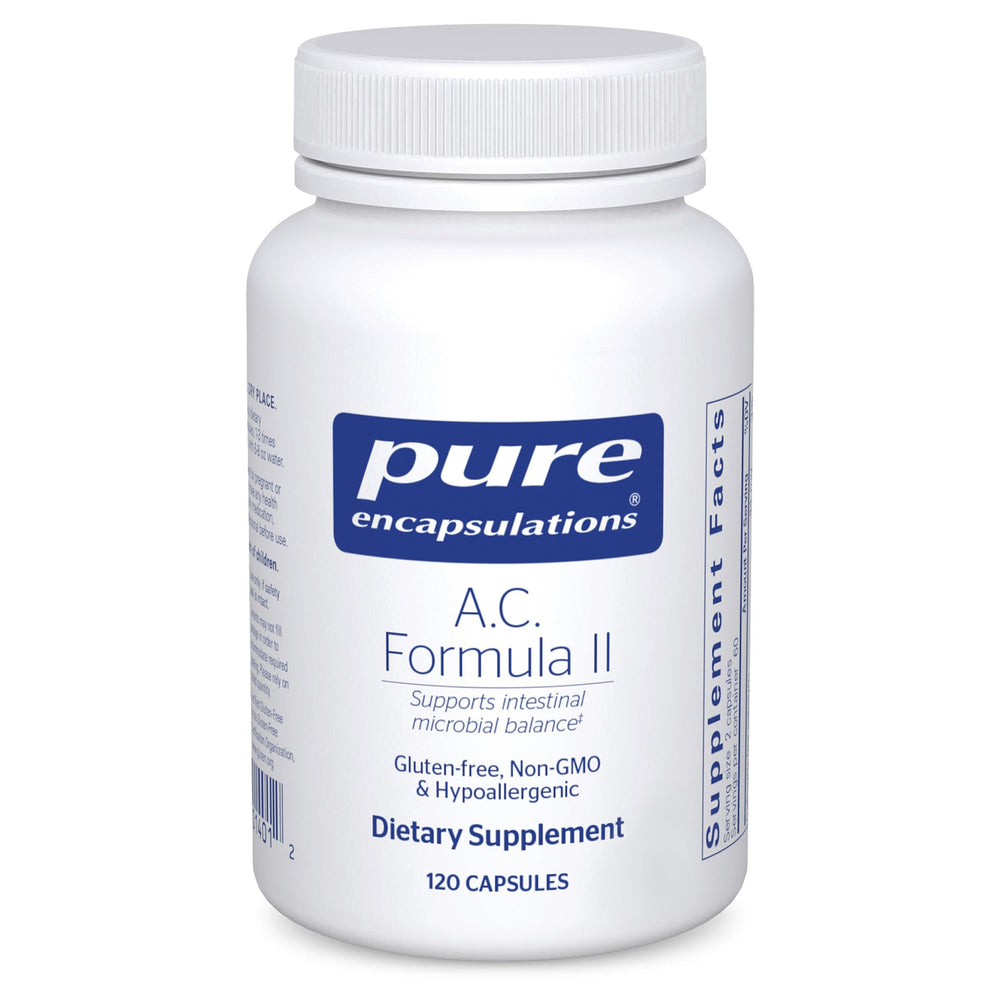 Pure Encapsulations A.C. Formula II bottle front showing hypoallergenic digestive support