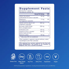 Pure Encapsulations A.C. Formula II bottle label highlighting minerals and herbs for balance