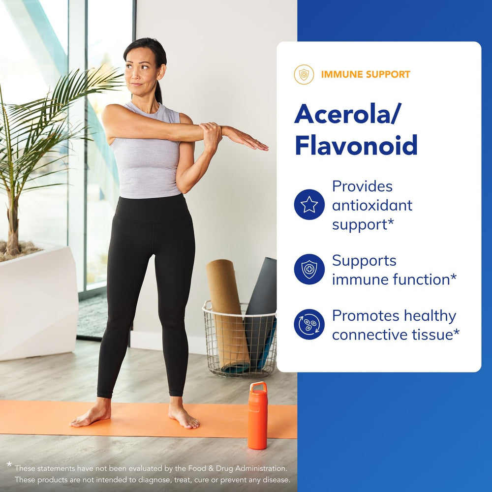 Label on Pure Encapsulations Acerola/Flavonoid bottle emphasizes corn-free, allergen-conscious formula