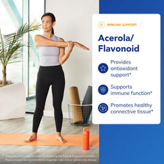 Label on Pure Encapsulations Acerola/Flavonoid bottle emphasizes corn-free, allergen-conscious formula