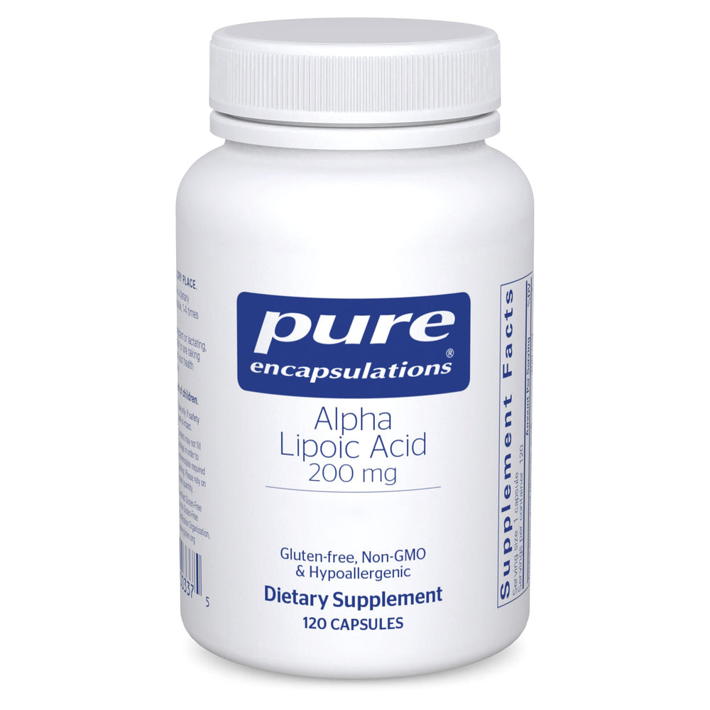 Pure Encapsulations Alpha Lipoic Acid 200mg bottle front for daily antioxidant support