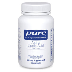 Pure Encapsulations Alpha Lipoic Acid 600 mg bottle signals premium antioxidant support.