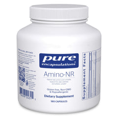 Pure Encapsulations Amino-NR bottle front supports daily muscle recovery and energy.