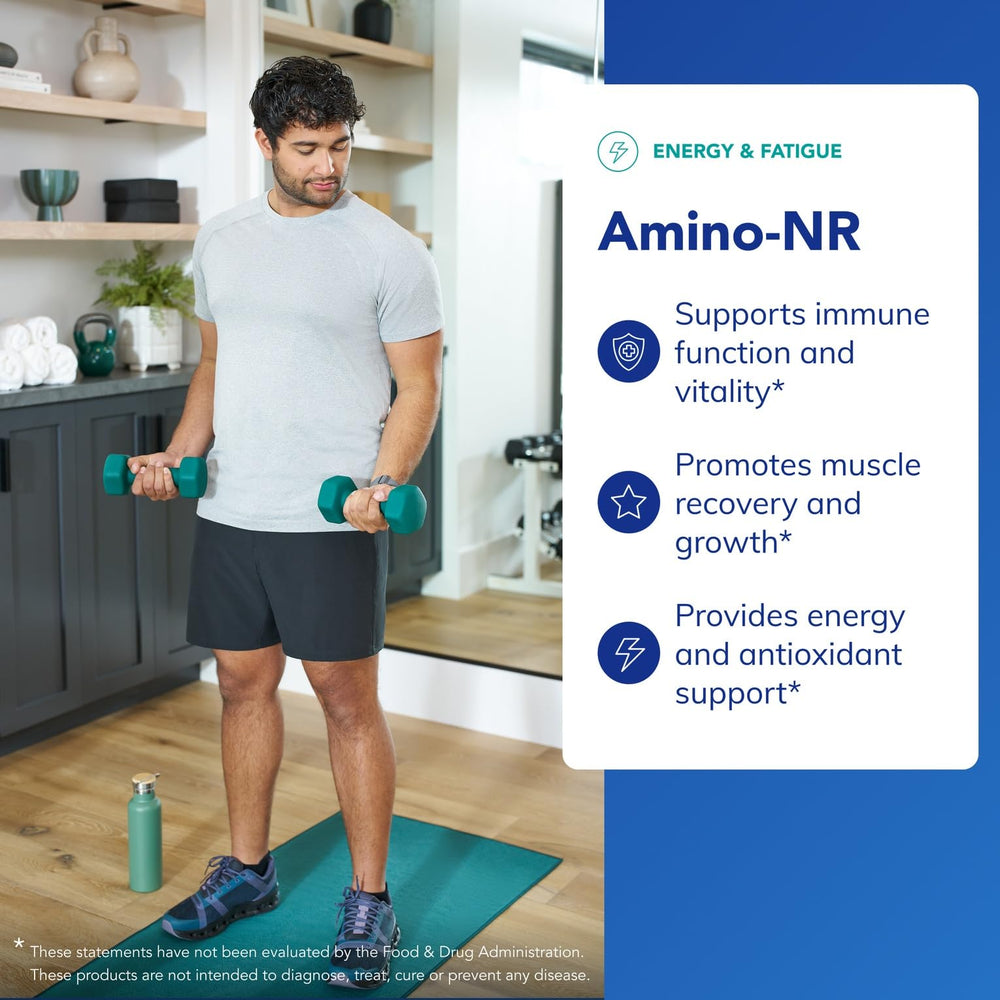 Pure Encapsulations Amino-NR label front highlights a pure, premium formula for athletic performance.