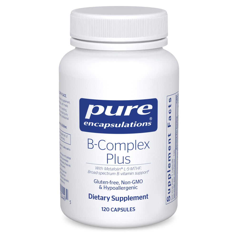 Pure Encapsulations B-Complex Plus bottle front view for energy and nervous system support