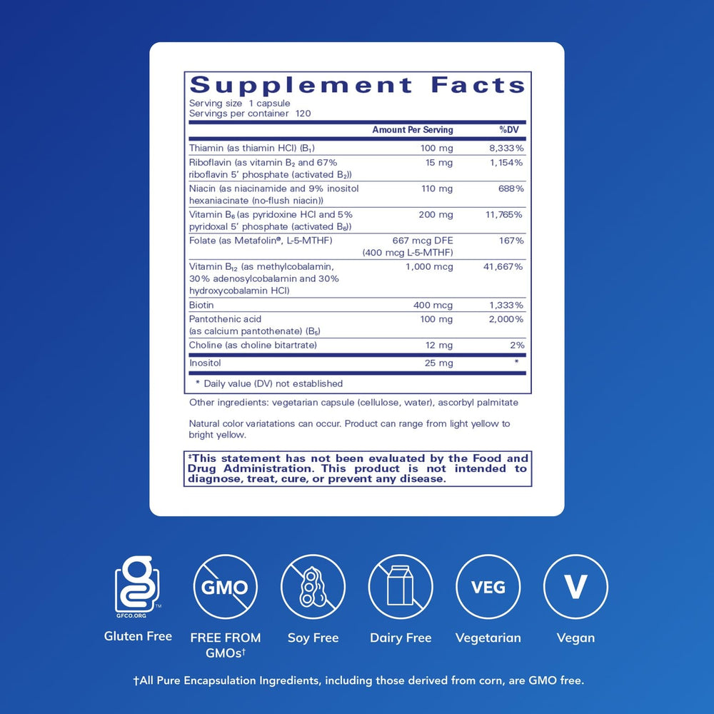 Pure Encapsulations B6 Complex capsules; convenient daily supplement for essential vitamins