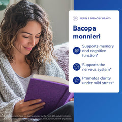 Bacopa Monnieri label on bottle emphasizes purity and science-backed formula.
