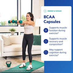 Pure Encapsulations BCAA Capsules container on surface for daily use.