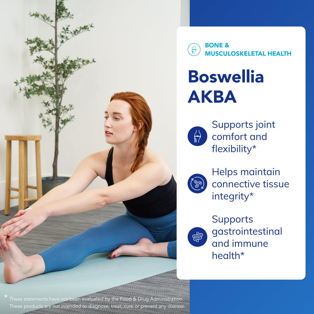 Pure Encapsulations Boswellia AKBA packaging label emphasizing vegan and non-GMO