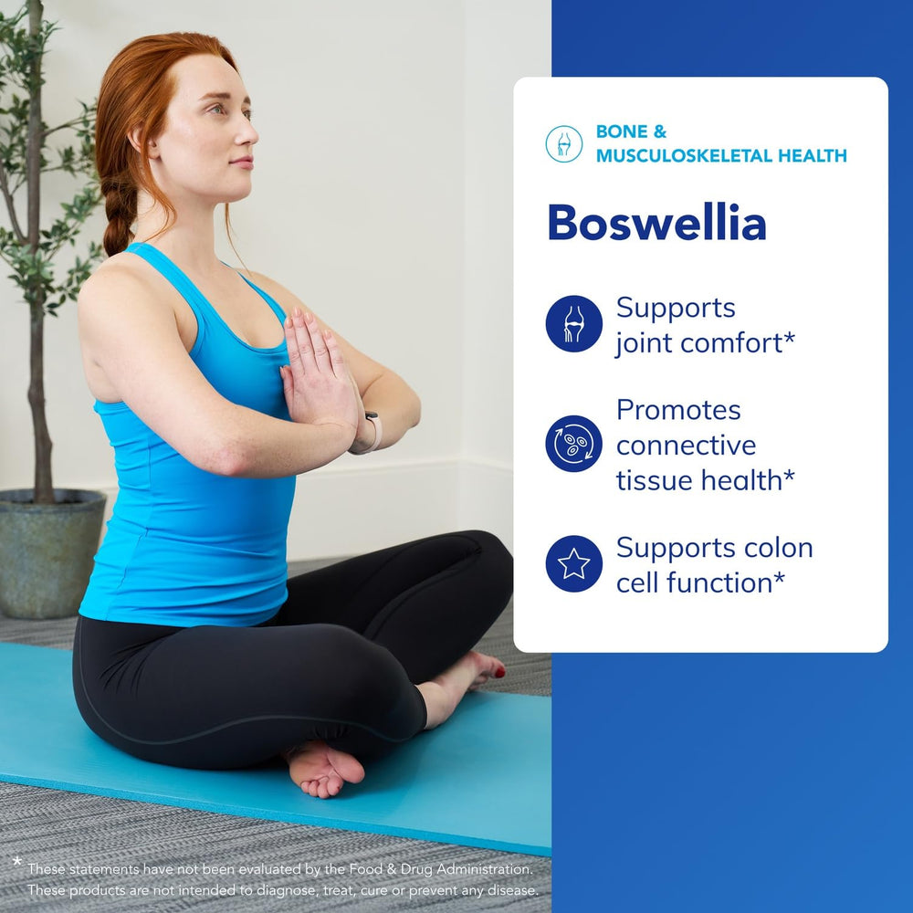 Pure Encapsulations Boswellia label close-up shows allergen-free, gluten-free ingredients for sensitive diets.