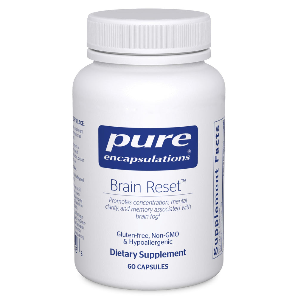 Pure Encapsulations Brain Reset bottle suggesting focus support and overall wellness
