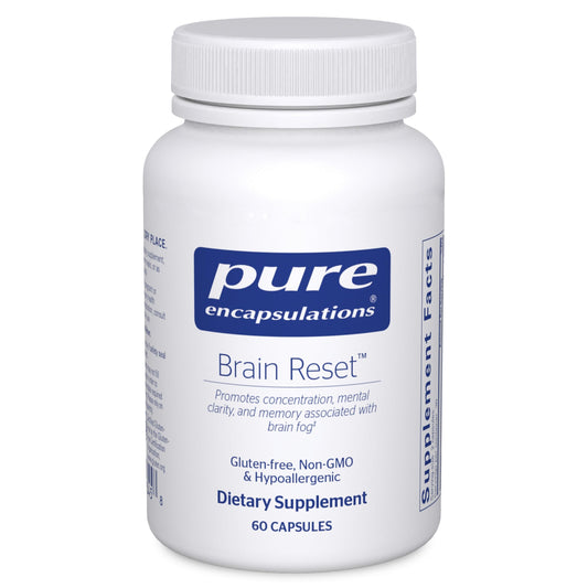 Pure Encapsulations Brain Reset bottle suggesting focus support and overall wellness