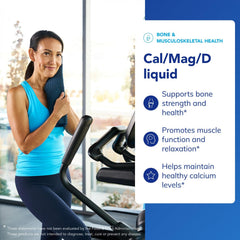 Glass with Pure Encapsulations Cal/Mag/D Liquid demonstrates convenient liquid form for dosing.