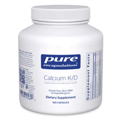 Pure Encapsulations Calcium K/D bottle front highlighting bone health support with vitamins D and K