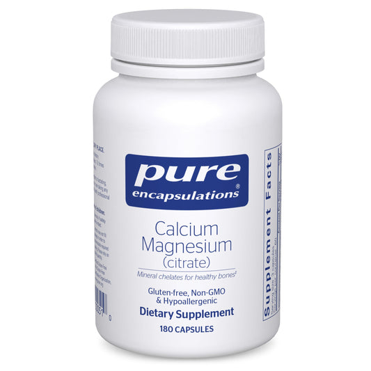 Pure Encapsulations Calcium Magnesium Citrate bottle supports bone health daily