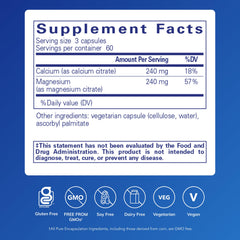 Pure Encapsulations Calcium Magnesium Citrate capsules are easily absorbed to balance minerals