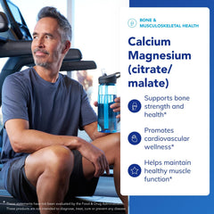Pure Encapsulations Calcium Magnesium capsules in hand illustrate easy daily dosing.