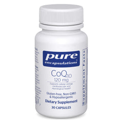 Pure Encapsulations CoQ10 bottle supports daily energy and heart support.