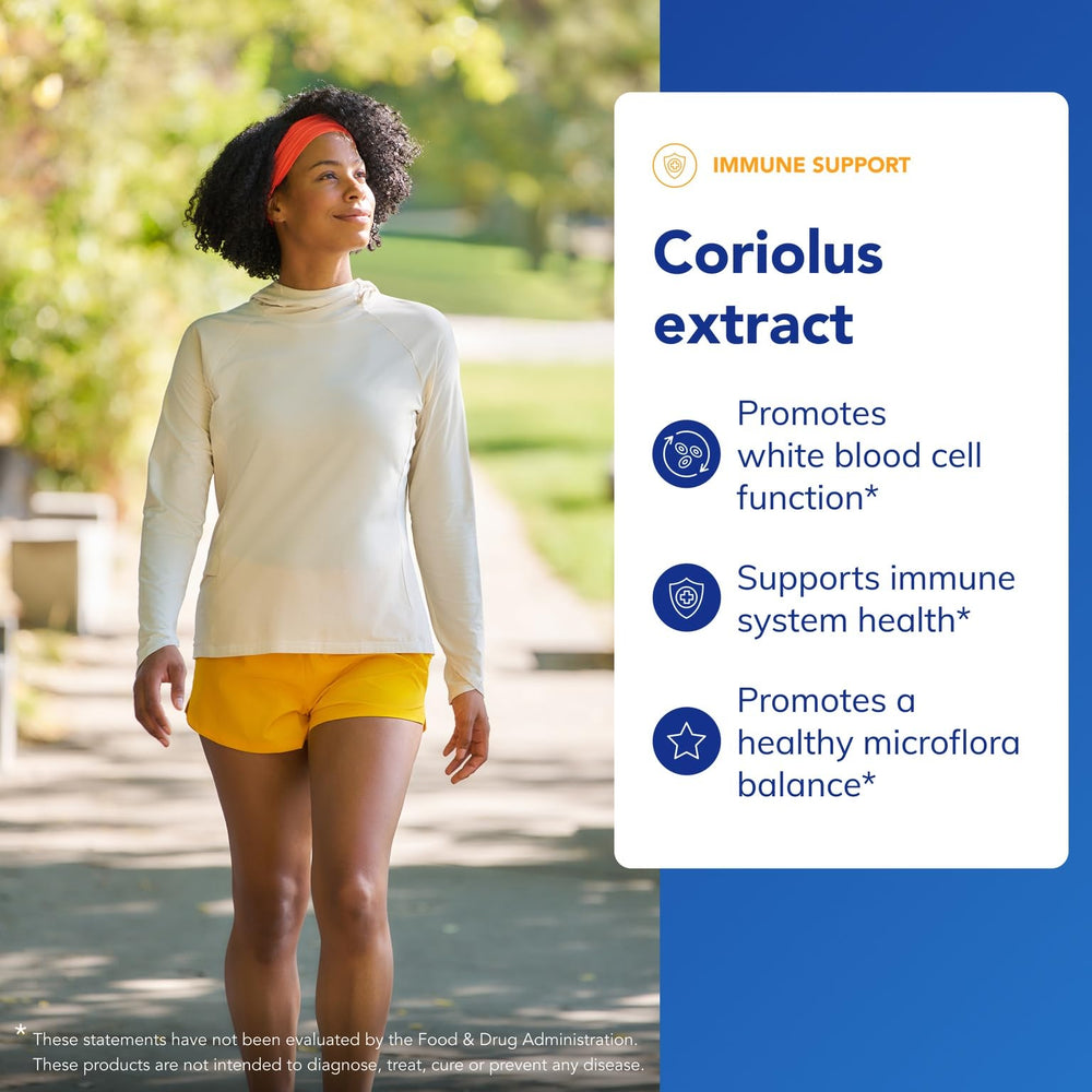 Pure Encapsulations Coriolus extract label highlights premium allergen-free formulation.