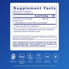 Pure Encapsulations Curcumin capsules close-up highlighting easy to swallow vegan capsules