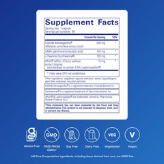 Close-up of Daily Calm ingredients showing ashwagandha, saffron, and L-theanine for mood balance.