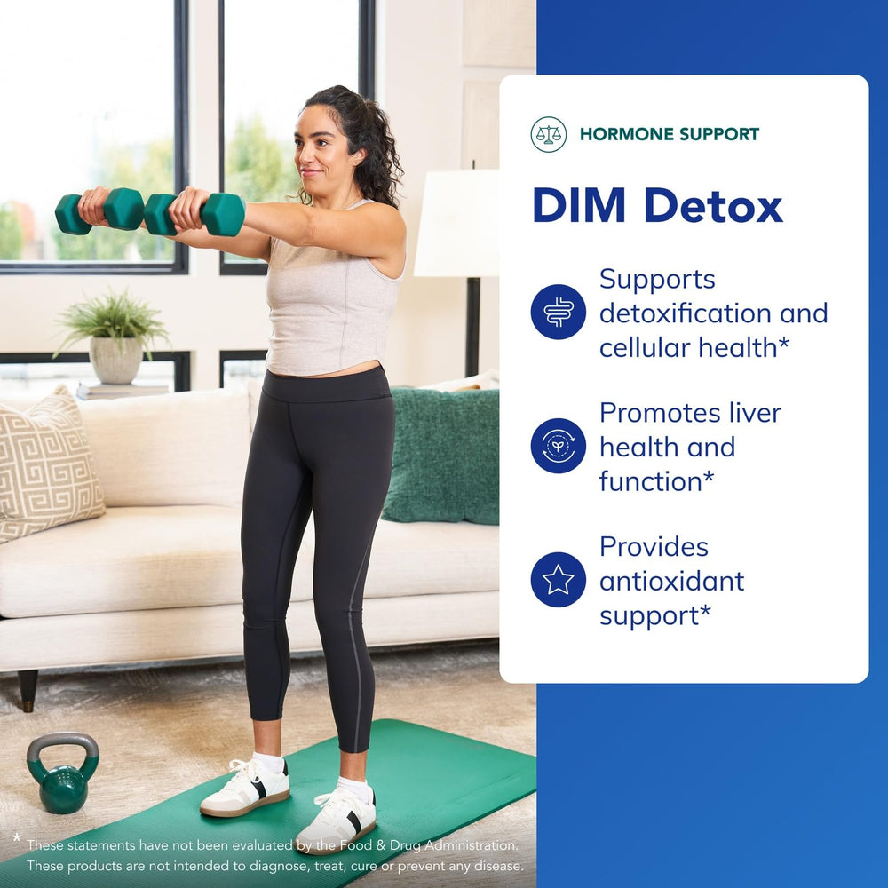 Pure Encapsulations DIM Detox label showing ingredients and purity.