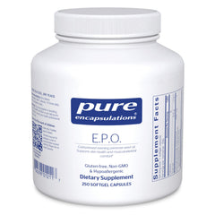 Pure Encapsulations E.P.O. softgel bottle shows skin support potential and purity.