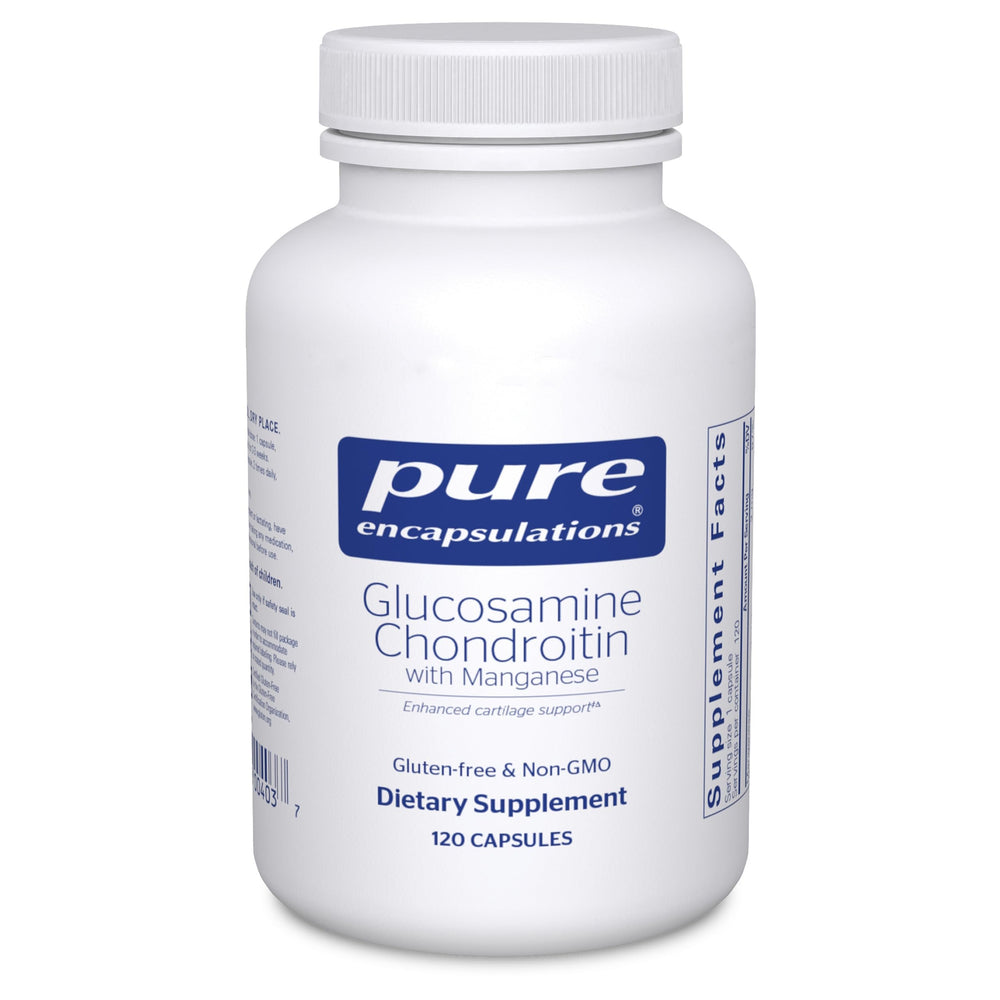 Pure Encapsulations glucosamine chondroitin manganese bottle for daily joint support.