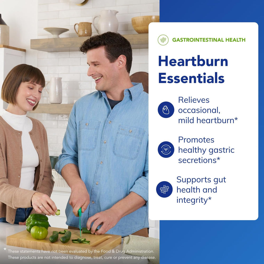 Pure Encapsulations Heartburn Essentials tablets front view suggesting gentle heartburn support.