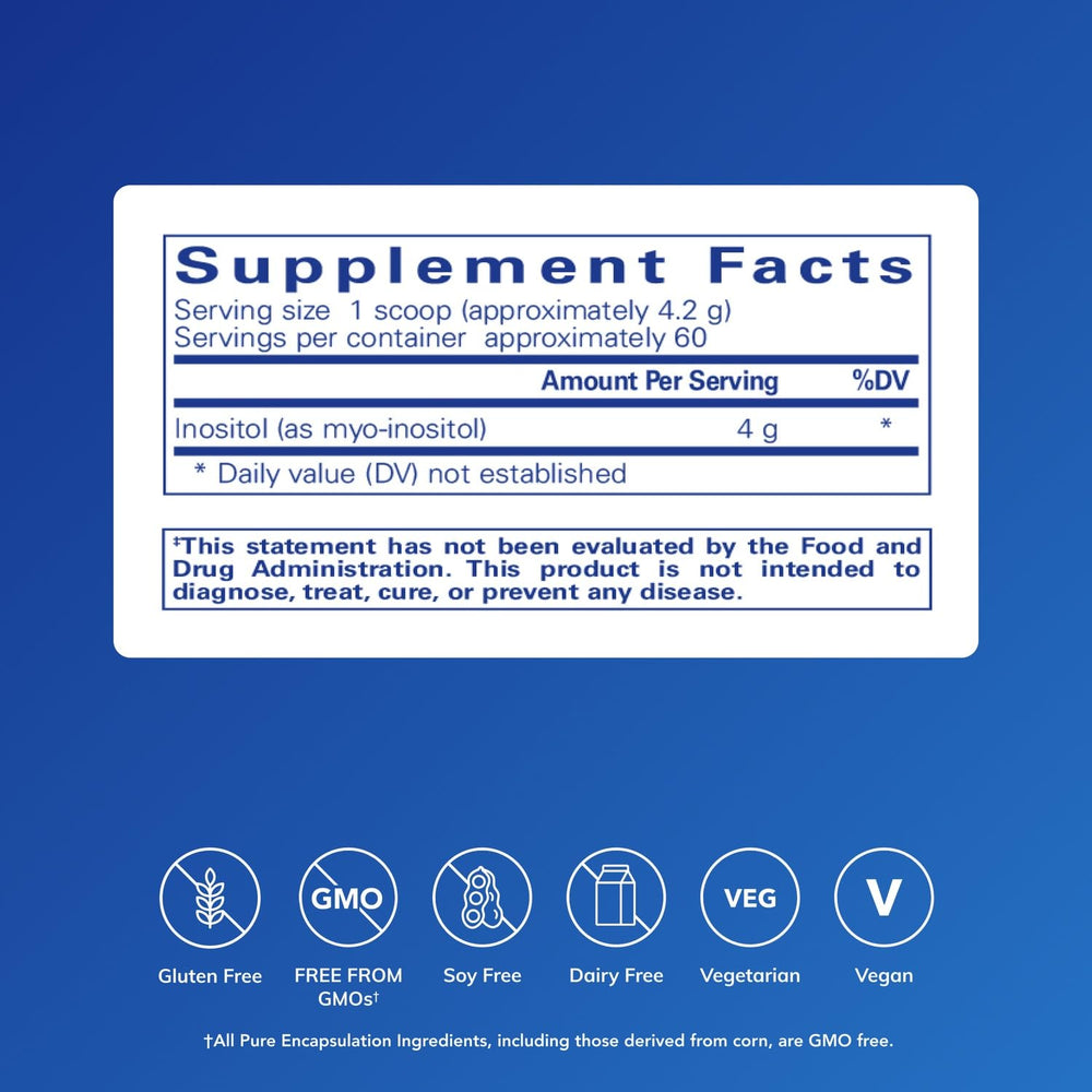 Pure Encapsulations Inositol powder scoop for easy daily energy and calm support.