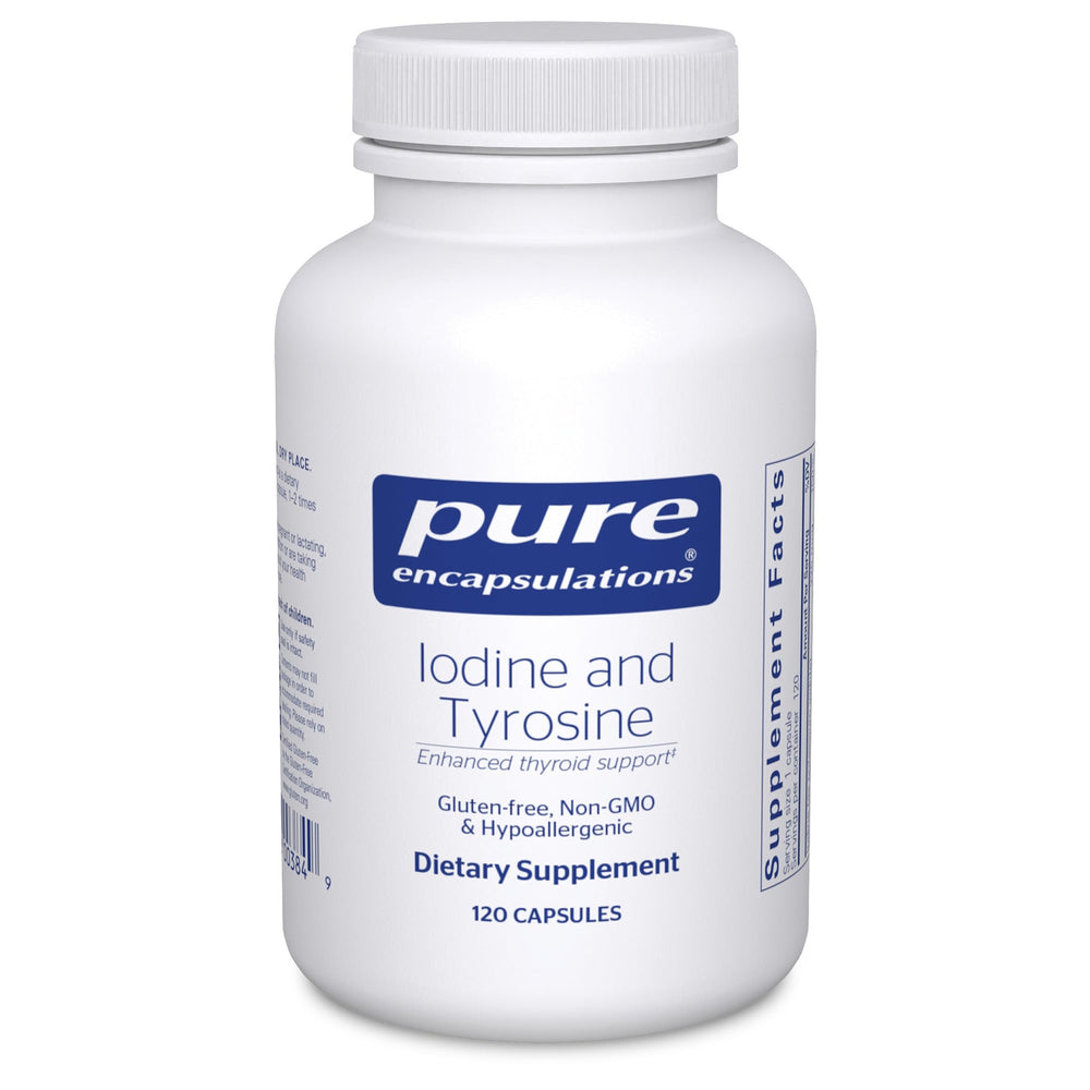 Pure Encapsulations Iodine and Tyrosine bottle promoting thyroid support