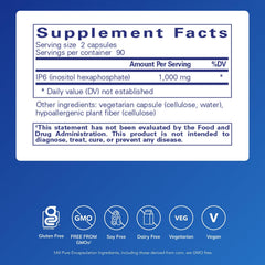 IP6 bottle closeup highlights premium hypoallergenic formulation for cellular health.