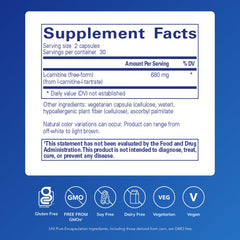 Pure Encapsulations L-Carnitine capsules close-up for daily energy support