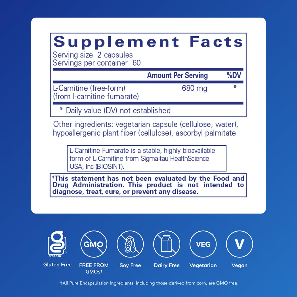 Pouring Pure Encapsulations L-Carnitine Fumarate bottle for daily use