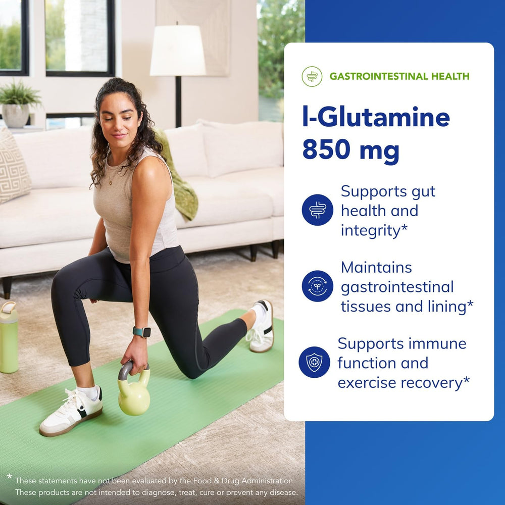 Pure Encapsulations L-Glutamine label detail emphasizes purity and quality.