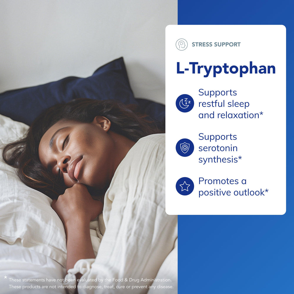 Close look at the Pure Encapsulations L-Tryptophan label highlighting purity