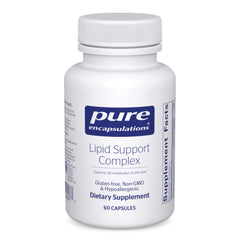 Pure Encapsulations Lipid Support Complex bottle highlighting liver health support.