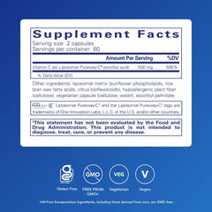 Pure Encapsulations Liposomal Vitamin C capsules support antioxidant nourishment for everyday wellness.