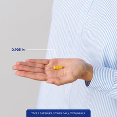 Bottle pour shot showing easy daily capsule intake.