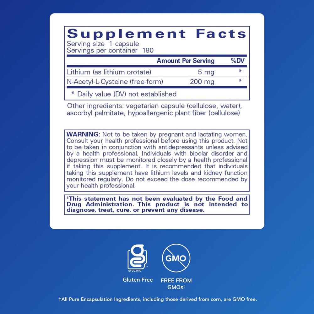 Lithium Ootate 5 mg capsules in close-up showing precise dosing and quality.