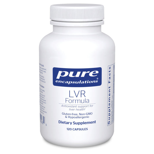 Pure Encapsulations LVR Formula bottle promoting liver health with premium quality.