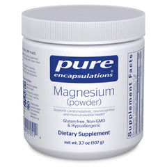Pure Encapsulations Magnesium Powder bottle closeup showing easy-to-dispense daily magnesium