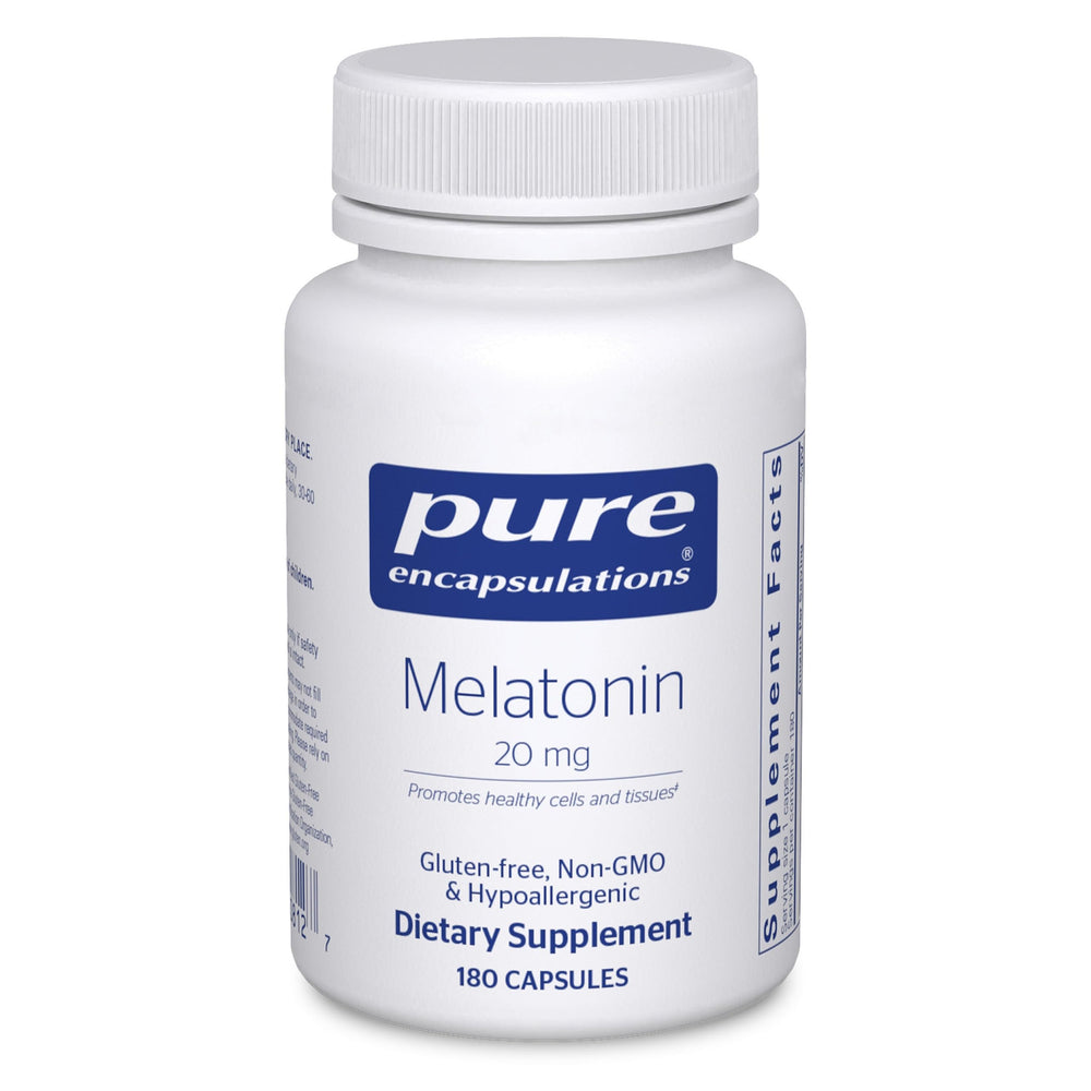 Pure Encapsulations Melatonin 20 mg immunity bottle ready for daily use