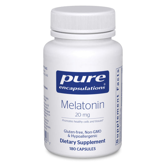 Pure Encapsulations Melatonin 20 mg immunity bottle ready for daily use